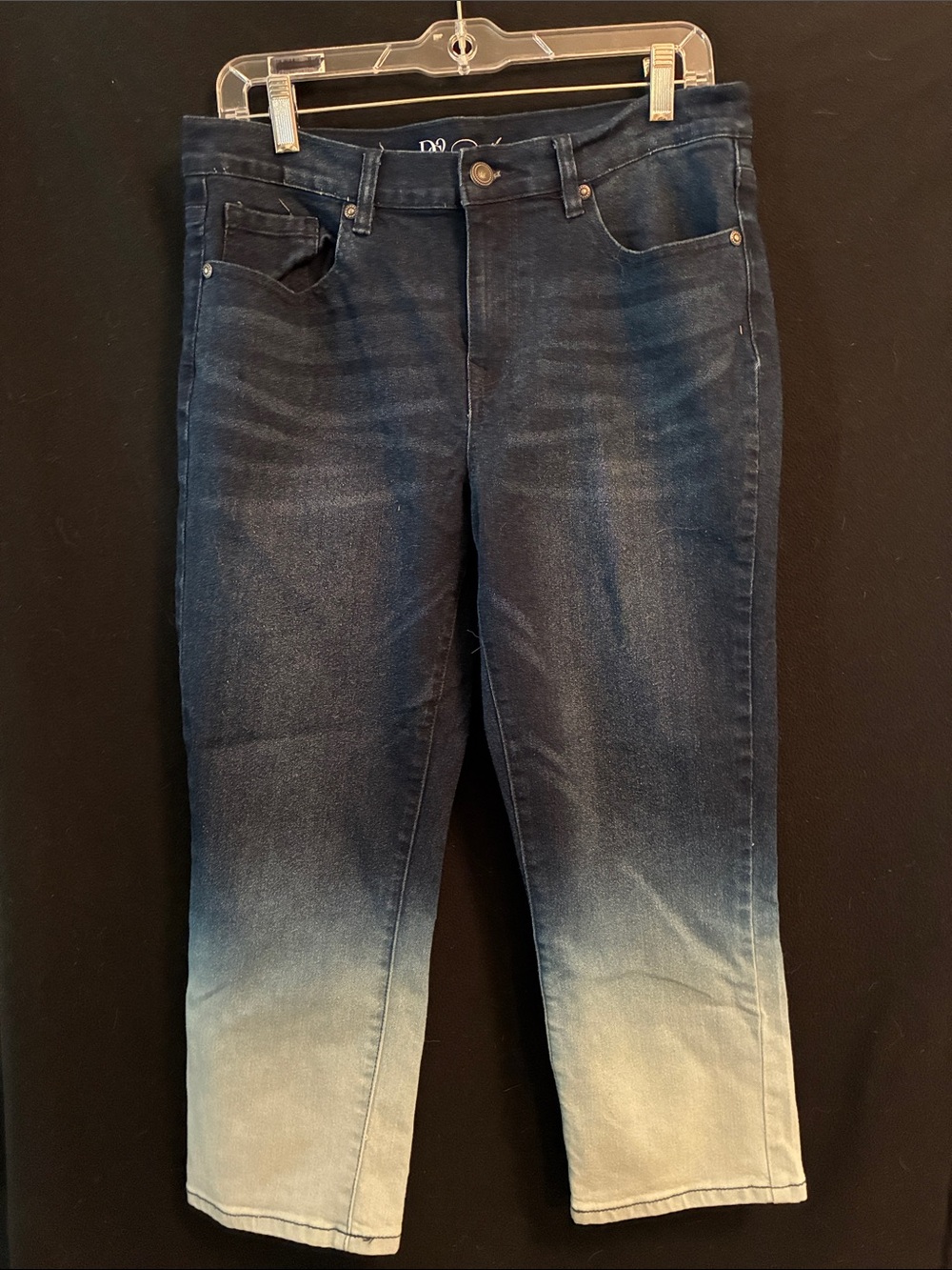 DG2 by Diane Gilman Navy to Light Blue Ombre Cropped Jeans